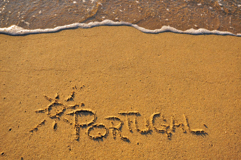 portugal ecrit sur sable